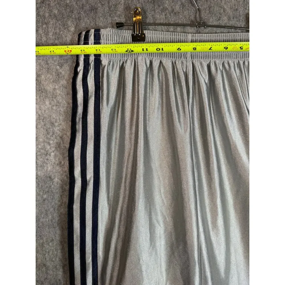 Vintage Adidas Break Away Pants Mens Medium Shiny Silver Blue Baggy Y2K